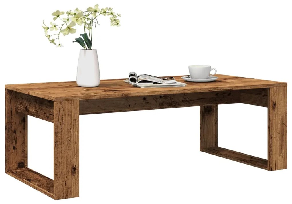 antik fa színű szerelt fa dohányzóasztal 102 x 50 x 35 cm