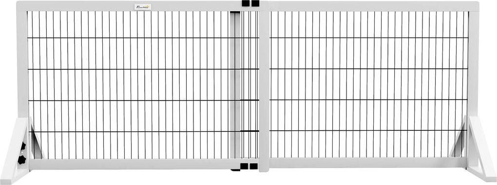PawHut Kutyabiztonsági Barikád, 2-paneles állítható szélességű védőkorlát 101-181H x 44Sz x 67M cm, lépcsőkhez, ajtókhoz, folyosókhoz, fenyőfából és a
