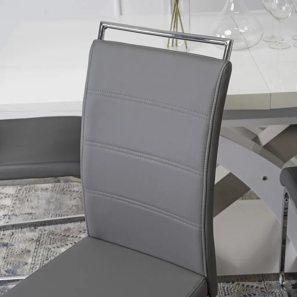 Szánkótalpas Étkezőszék Szürke Eco-bőr Kárpittal. LOCA 2