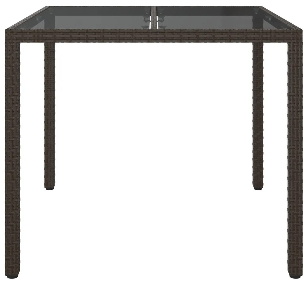 Kert étkezőasztal barna 90x90x75 cm polirattan