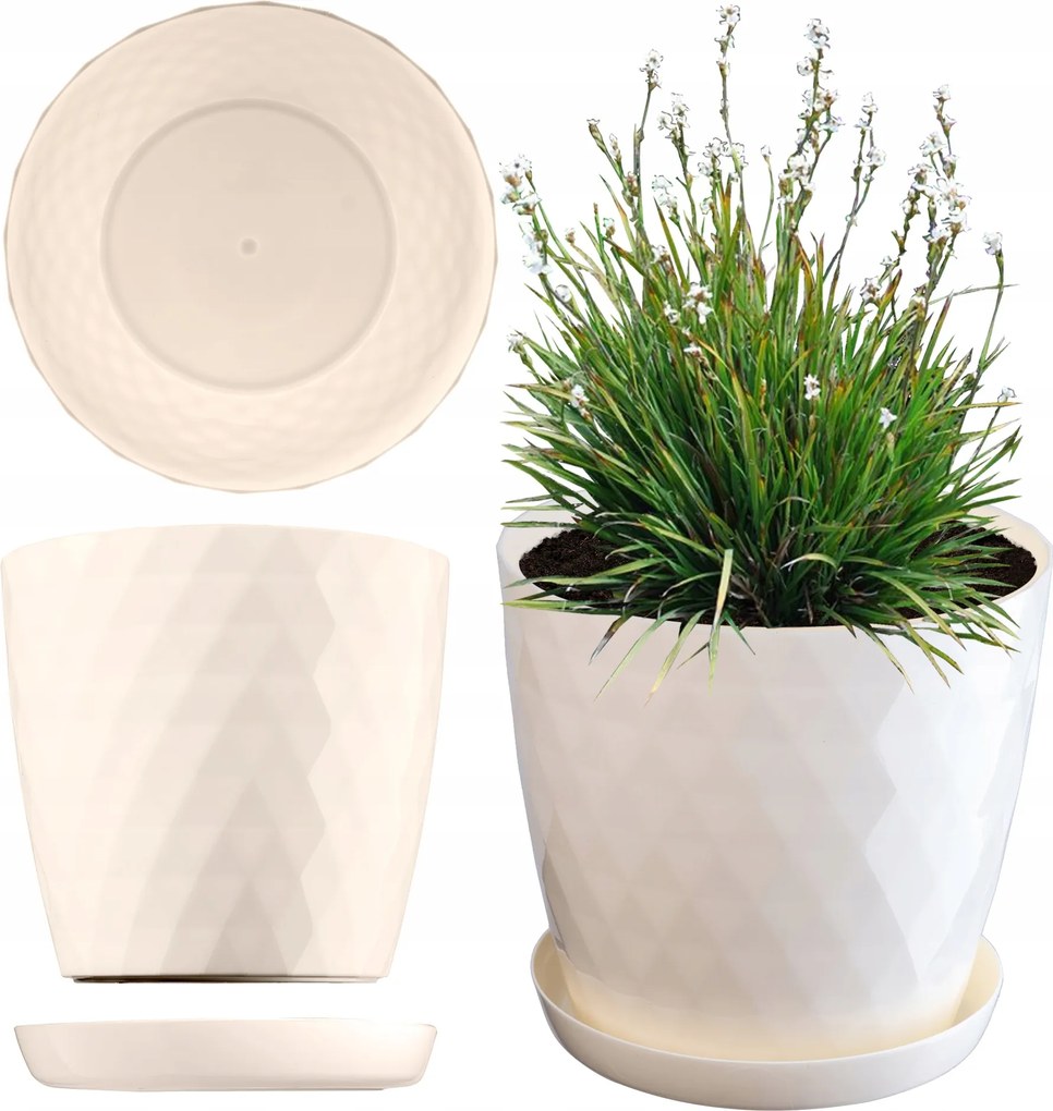 Műanyag Virágtartó Állvány Virágtartó Fedő 20cm Krémszínű Kadax