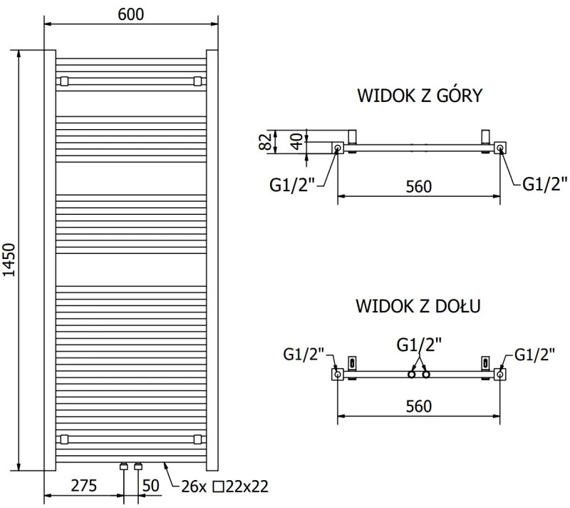 Mexen Pluton fűtőelem 1450 x 600 mm, 826 W, fehér, W106-1450-600-00-20