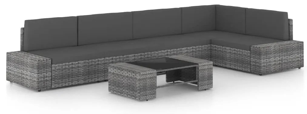 vidaXL 6 részes szürke polyrattan kerti ülőgarnitúra párnákkal