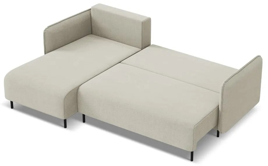 Bézs kinyitható-tárolóhelyes sarokkanapé (bal oldali) Luana – Makamii
