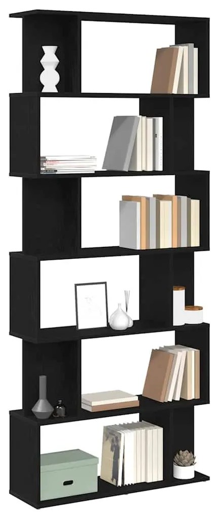 fekete tölgy szerelt fa könyvespolc 80x24x190,5 cm
