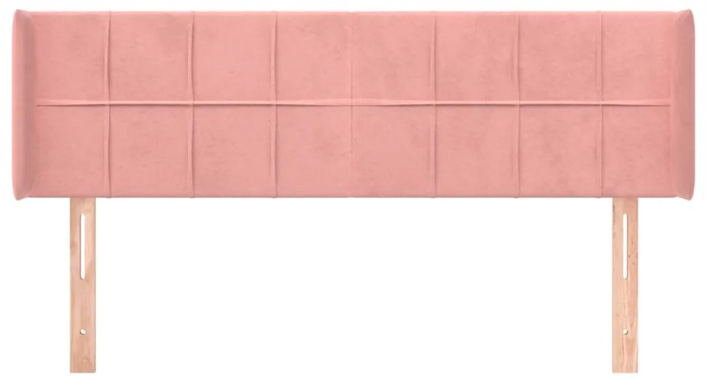 rózsaszín bársony fejtámla 147x16x78/88 cm