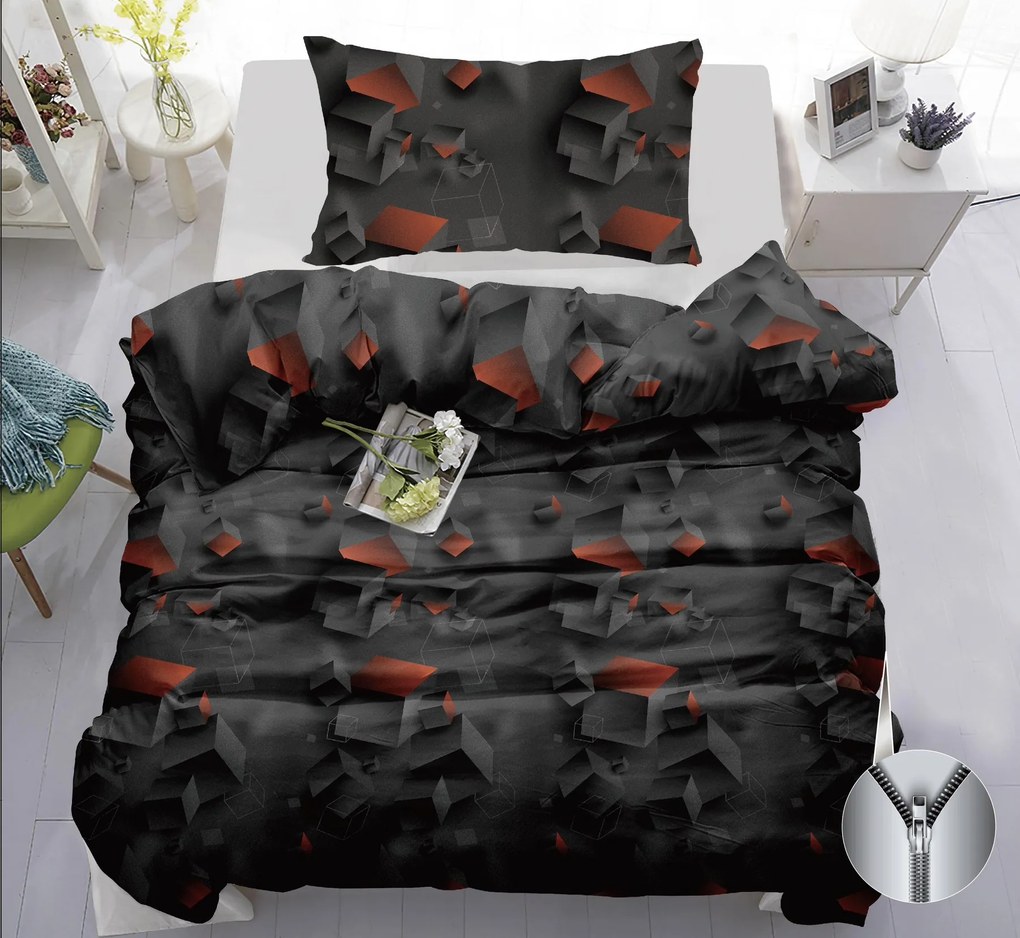 Pamut ágynemű CUBARA sötétszürke Ágyneműhuzat mérete: 70 x 90 cm | 140 x 200 cm