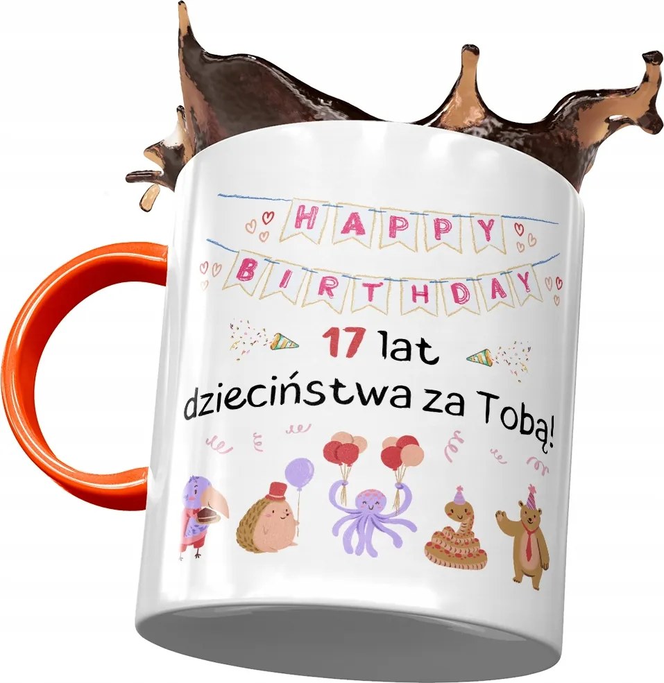 Narancssárga Bögre Születésnapra 17 17. 17. Nyomtatott Fotóval