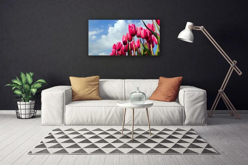 Vászonfotó Tulipán Fal 125x50 cm