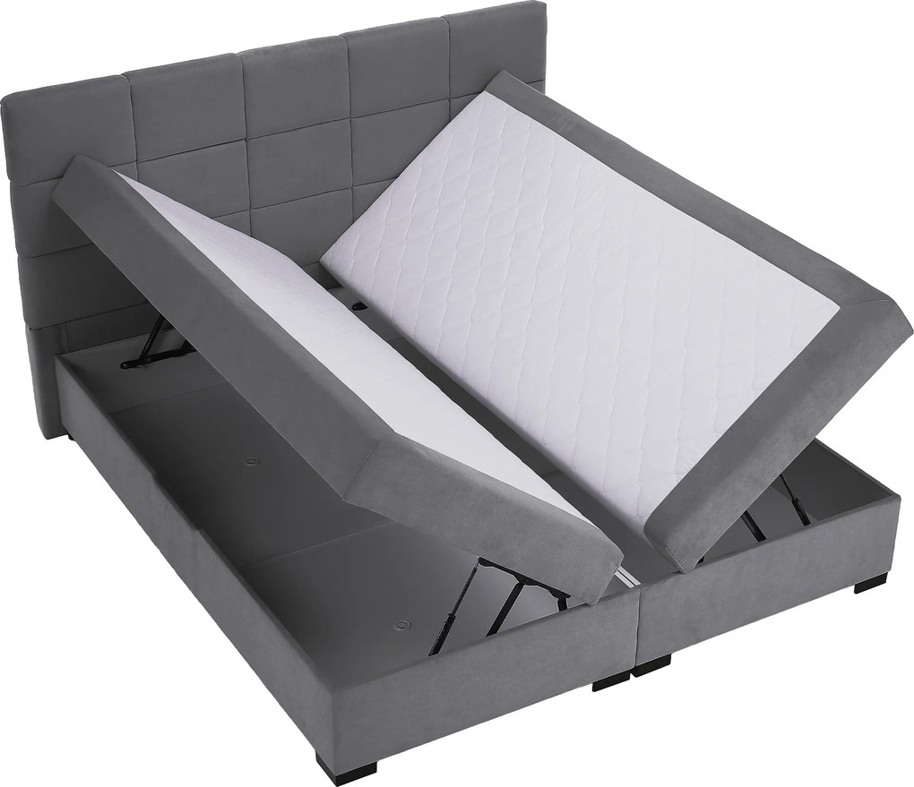 Boxspring ágy, 200x200, szürke, APRIL