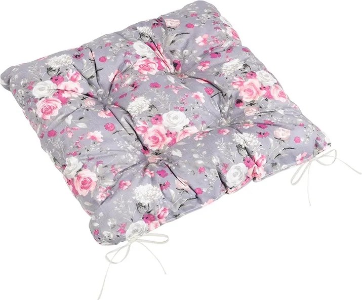 Bellatex Adéla Virág steppelt ülőpárna rózsaszín rózsa, 40 x 40 cm