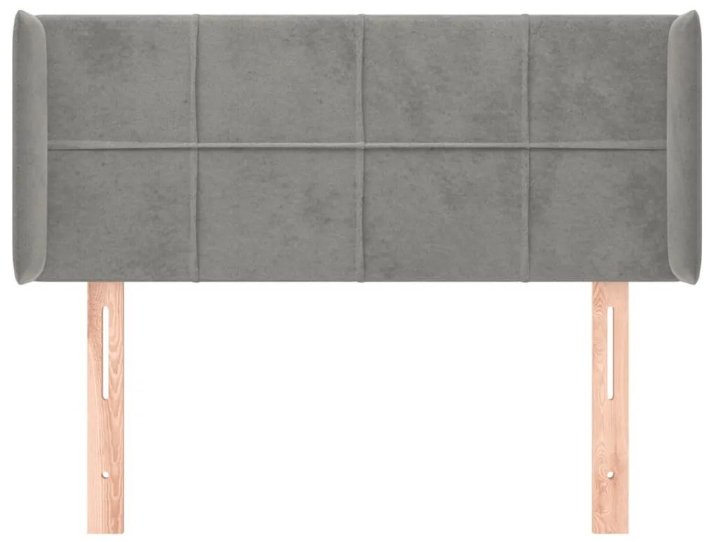 világosszürke bársony fejtámla 83x16x78/88 cm