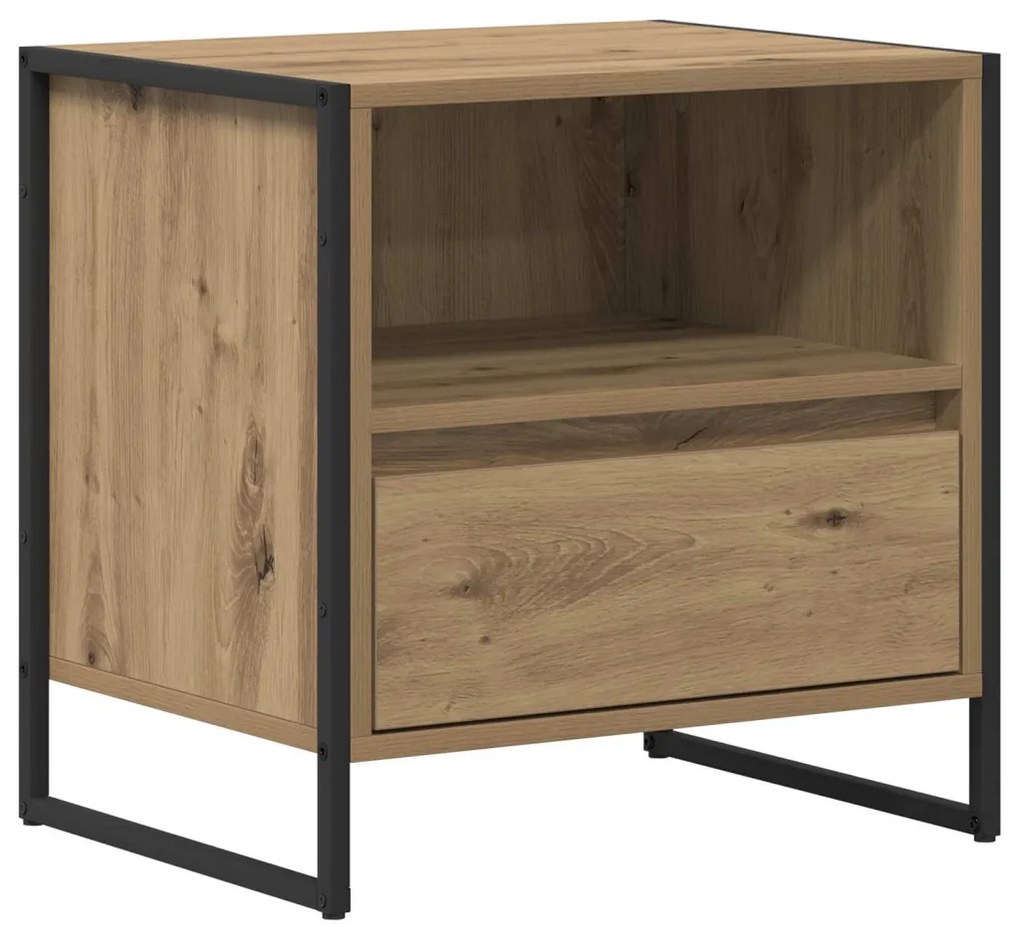 vidaXL Éjjeli asztal fiókkal Művészi tölgy 50 x 39,5 x 50 cm Faanyag