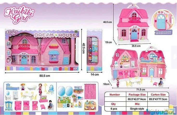 Dream House Álomház Rózsaszín Babaház Család Figurákkal Zenél Villog