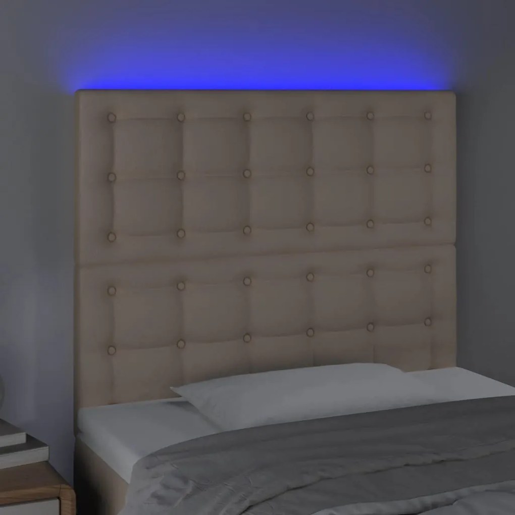 cappuccino műbőr LED-es fejtámla 80x5x118/128 cm