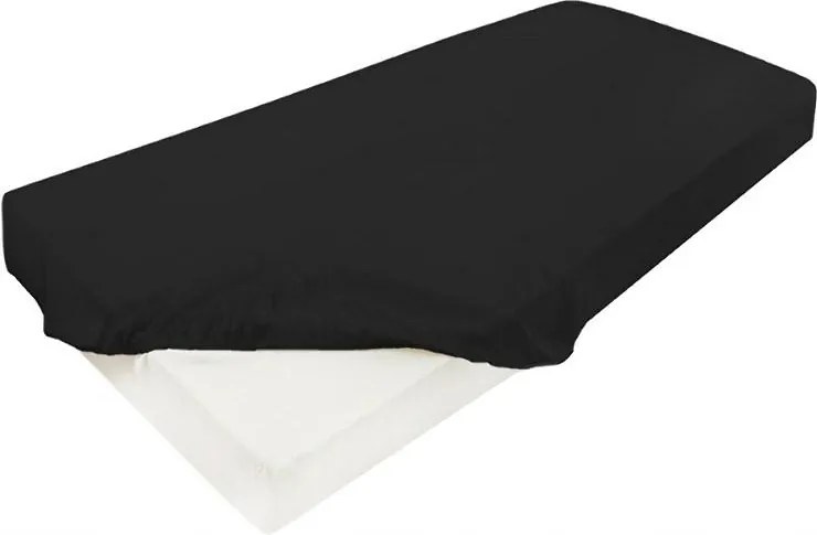 Szatén gumis lepedő 220x200 fekete