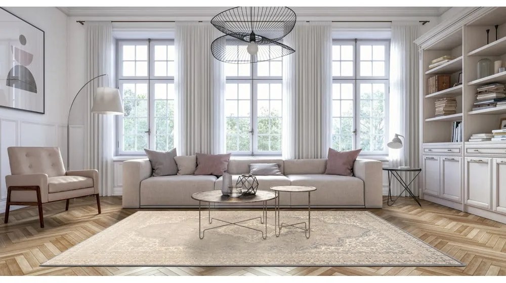 Bézs gyapjú szőnyeg 200x300 cm William – Agnella