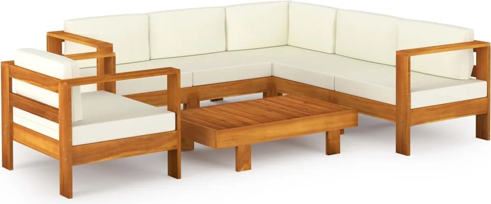 vidaXL 7 részes akácfa kerti pihenőgarnitúra párnákkal 100 x 60 cm
