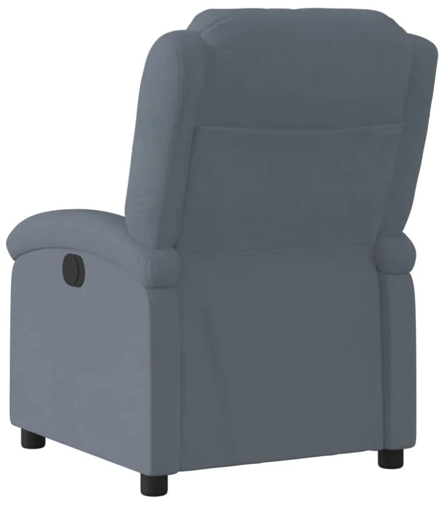 sötétszürke bársony elektromos dönthető fotel