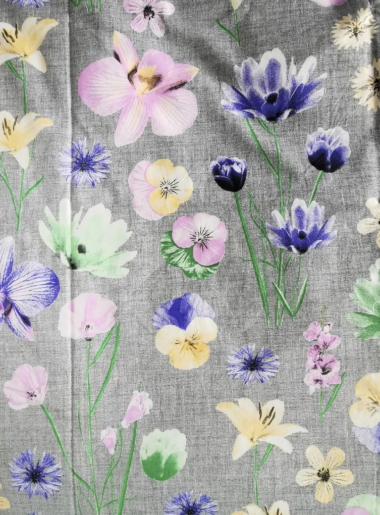 Ágynemű pamut Mezei Virágok szürke TiaHome - 1x Párna 90x70cm, 1x Paplan 140x200cm