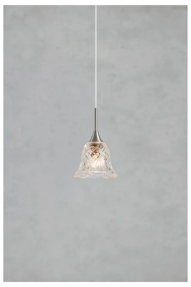 Ezüstszínű függőlámpa üveg búrával ø 13,5 cm Luna – Markslöjd