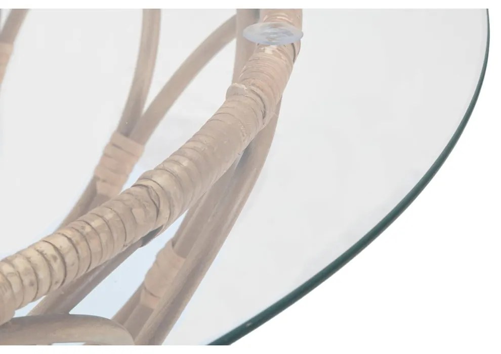 Natúr színű kerek dohányzóasztal üveg asztallappal ø 75 cm Panama – Mauro Ferretti