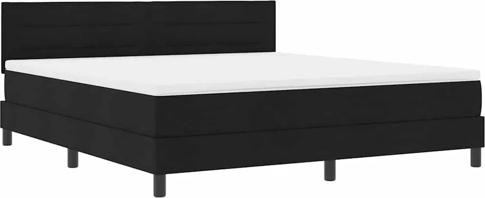 vidaXL Boxrugós ágy matracmal leddel Fekete 180 x 200 cm szövet