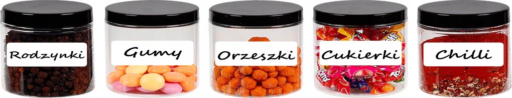 Műanyag Fűszertartó Snack Befőttes Üveg 300ML 5 Db Matricák