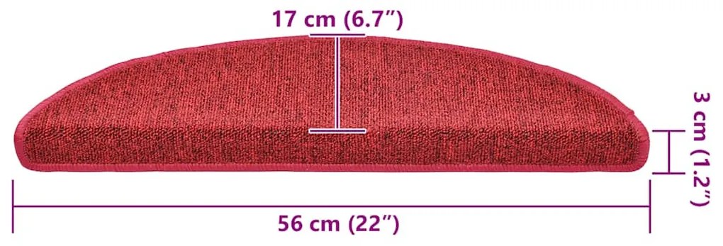 30 db bordeaux piros lépcsőszőnyeg 56x17x3 cm