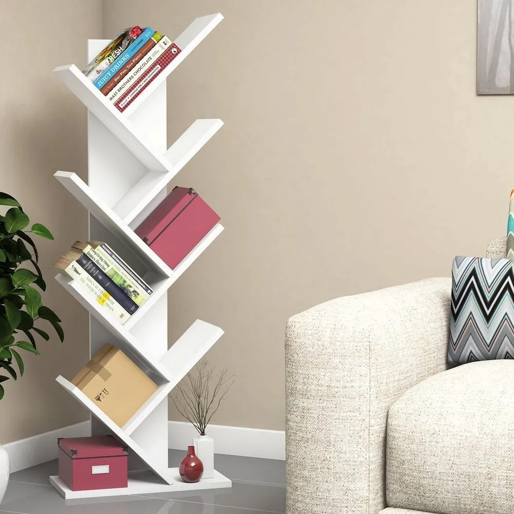 Fehér polcos állvány 46x128,5 cm Hitit – Kalune Design