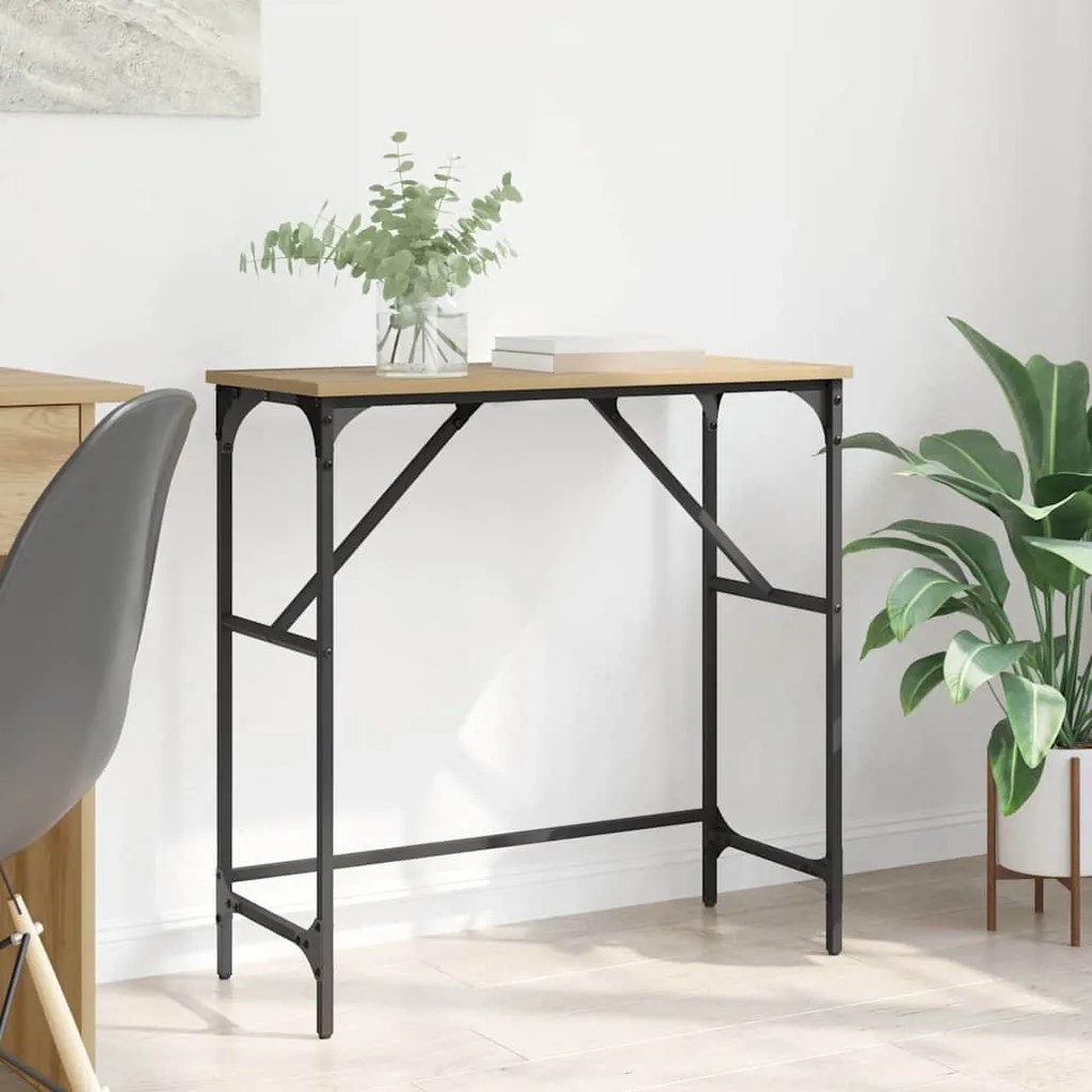 Konzolasztal kézműves tölgy 75 x 32 x 75 cm Faanyag