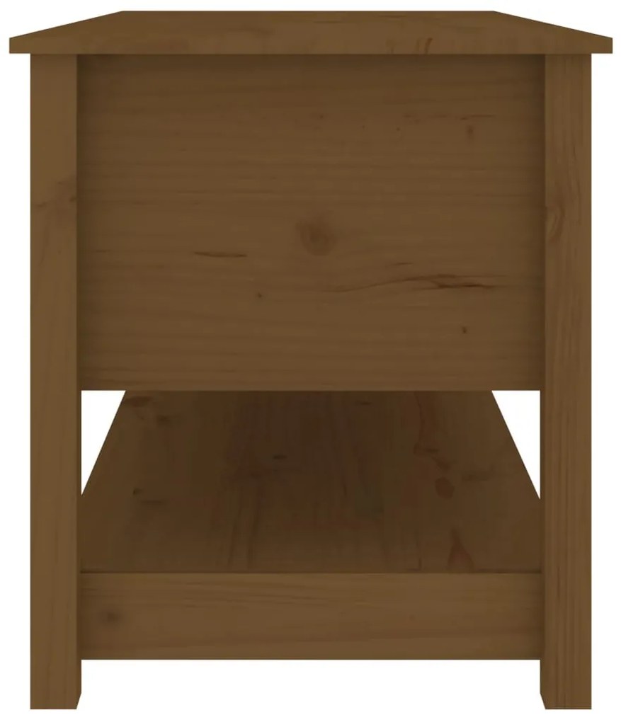 Mézbarna tömör fenyőfa dohányzóasztal 102 x 49 x 55 cm