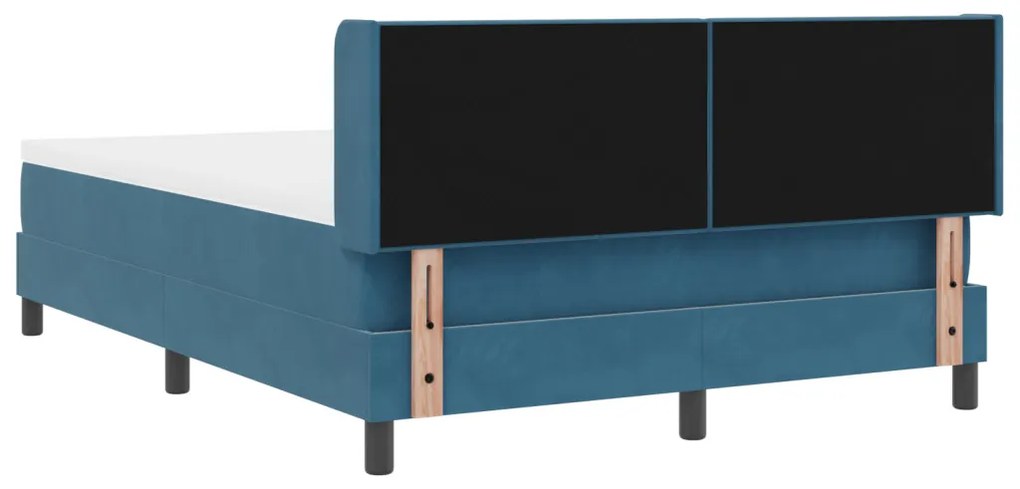 Boxspring Ágy Mattal Sötétkék 140x190 cm Bársonyos
