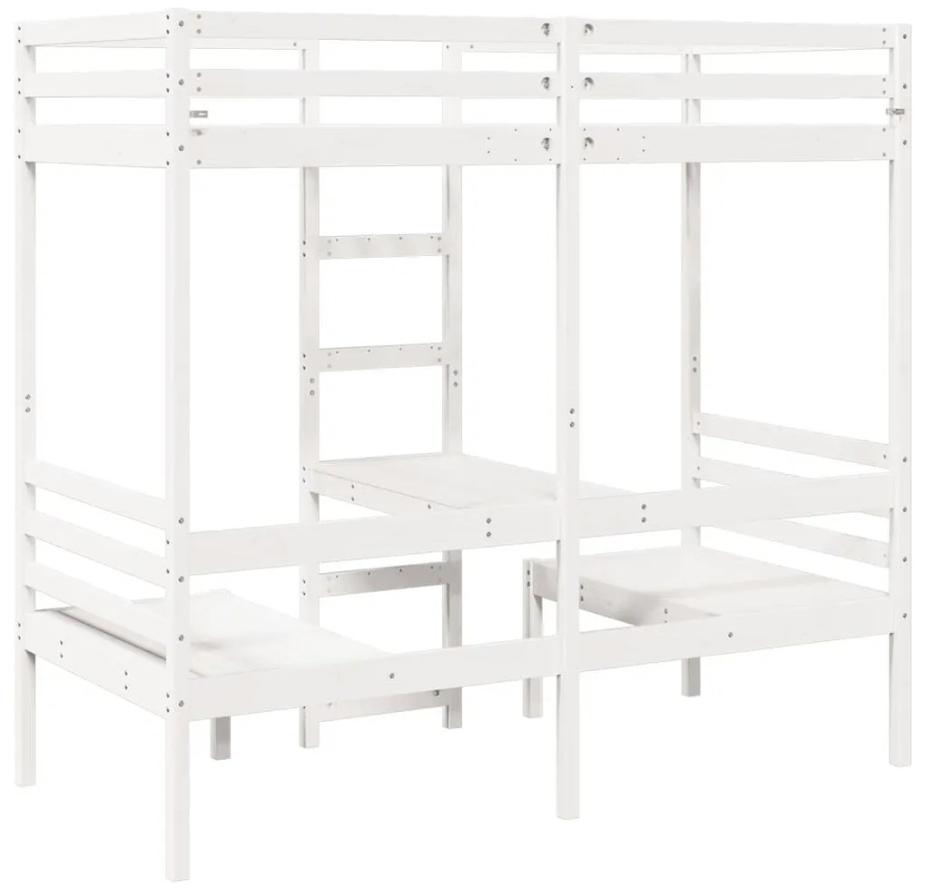 fehér fenyő galériaágy-keret asztallal és székekkel 90 x 190 cm