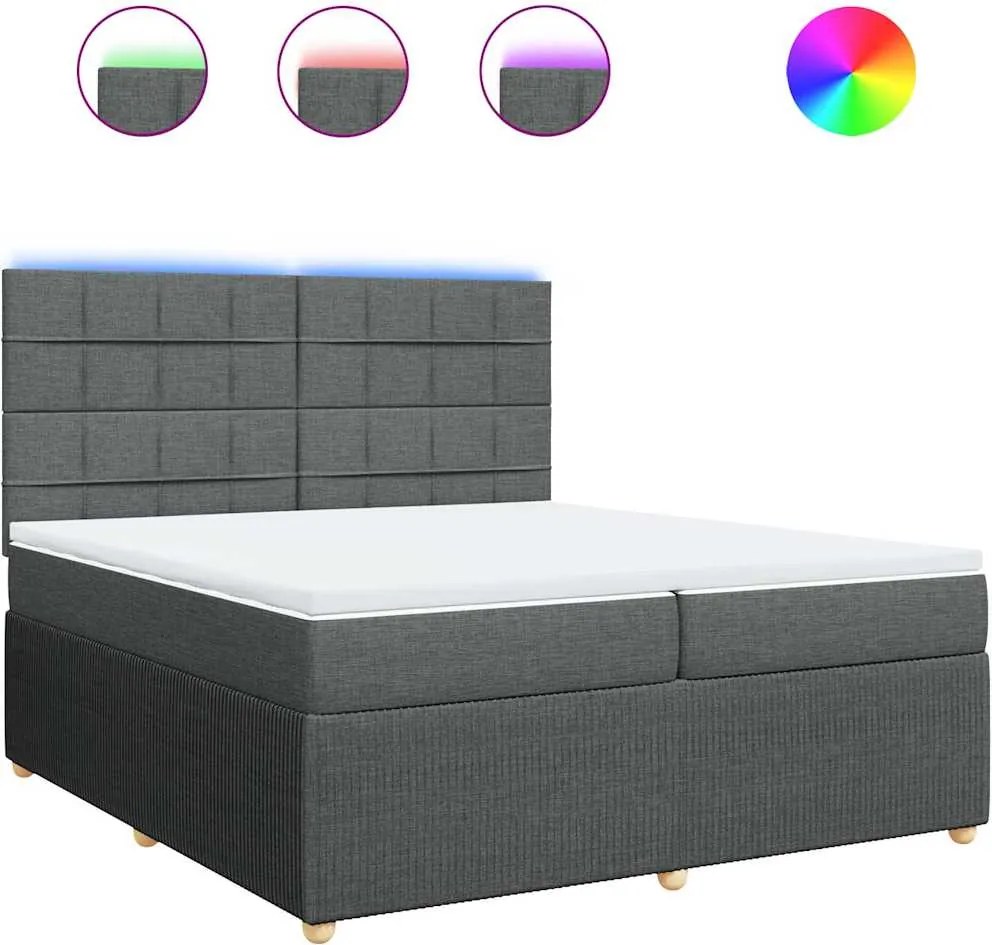 vidaXL sötétszürke szövet rugós ágy matraccal 200 x 200 cm