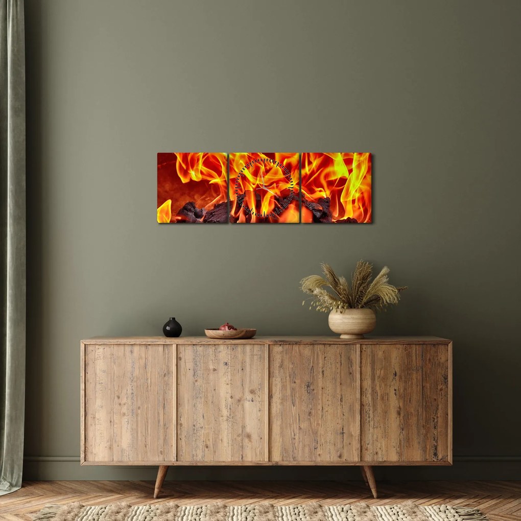 Az égő szén képe (órával) (90x30 cm)