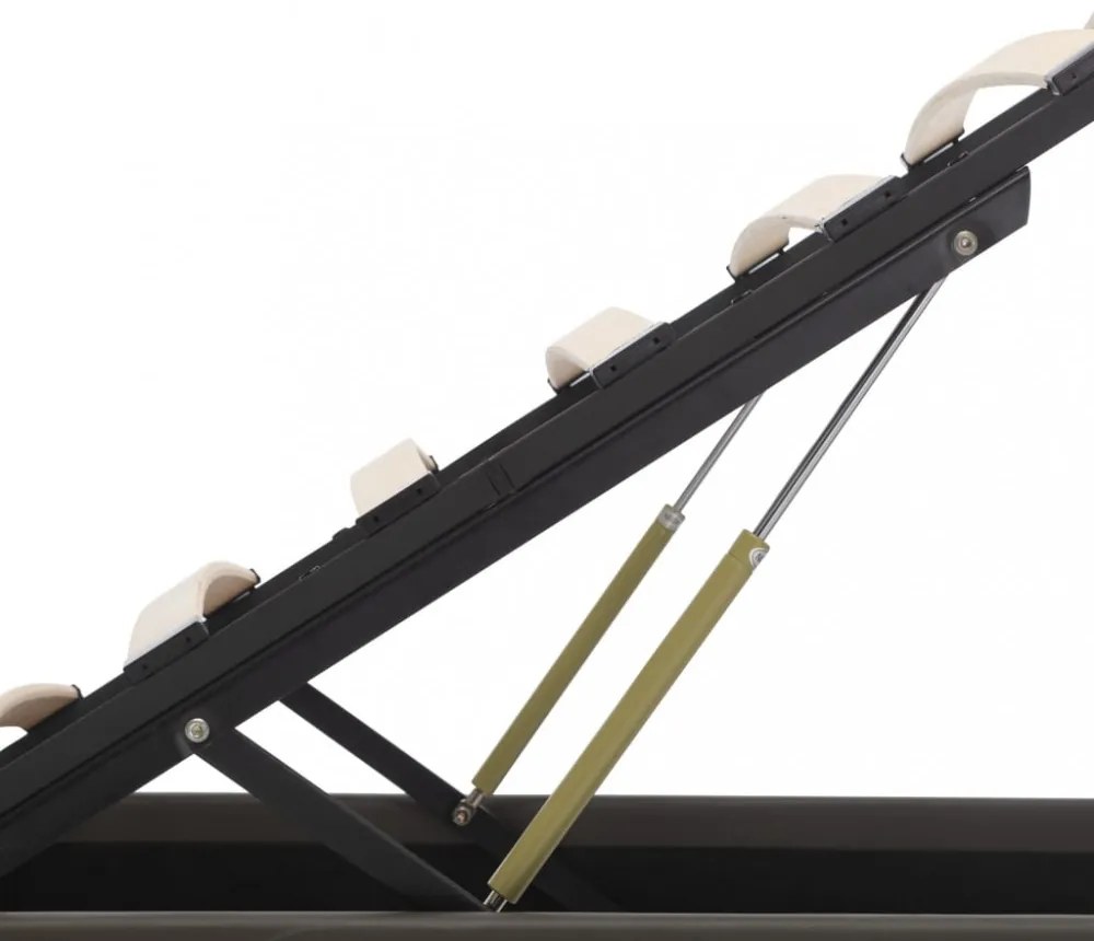 szürke műbőr LED-es hidraulikus ágykeret 100 x 200 cm
