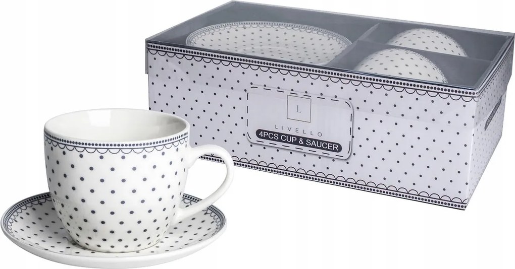 Csésze szett 2+2 Livello virágos csésze díszített porcelán csésze