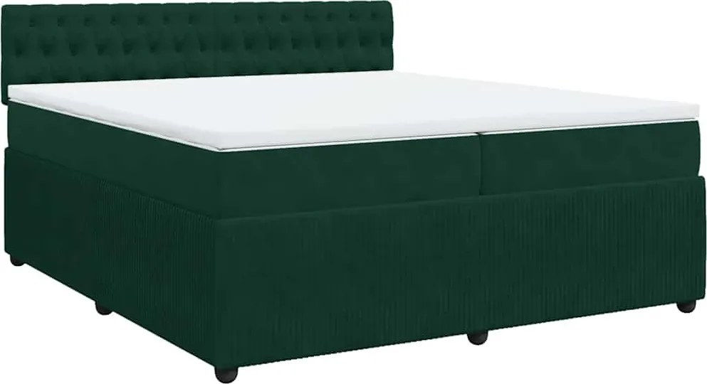 vidaXL sötétzöld bársony rugós ágy matraccal 200x200 cm