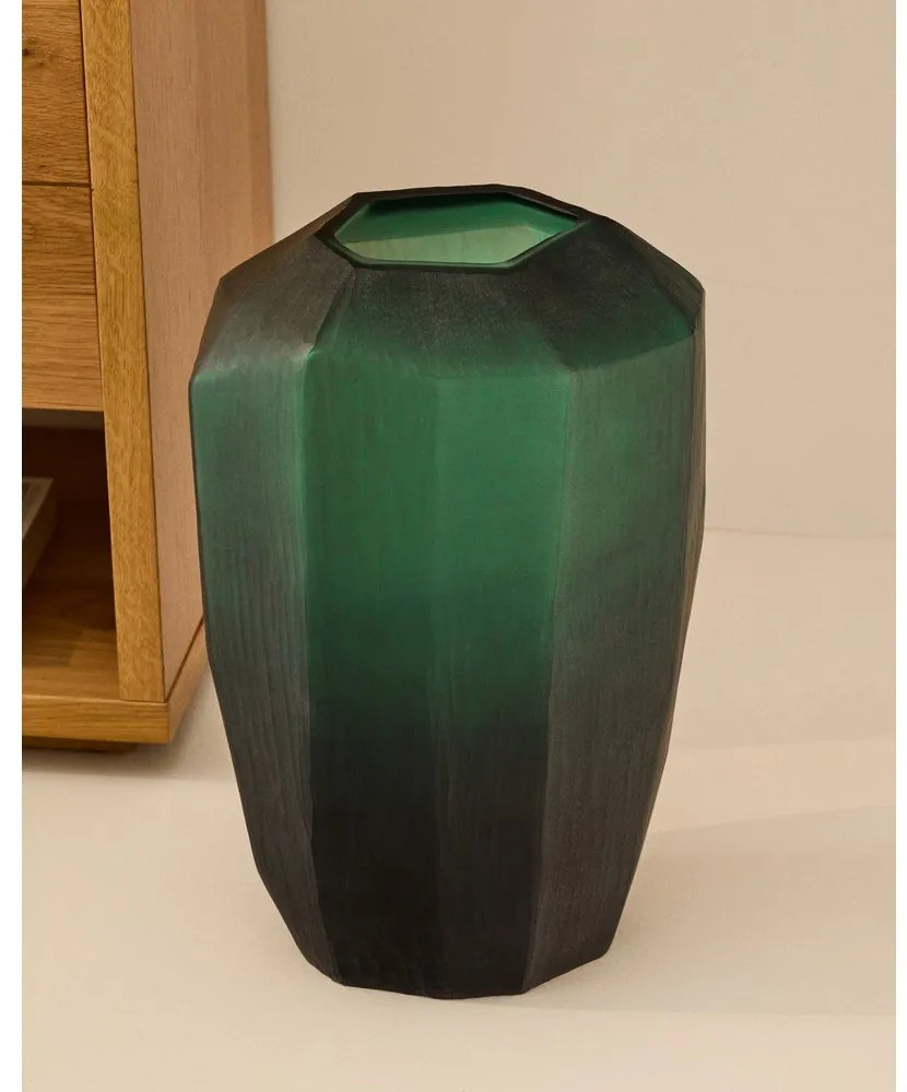 Petróleum színű üveg váza (magasság 45 cm) Geonix – Kave Home