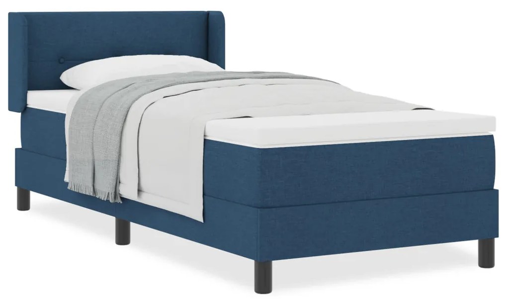 vidaXL Boxspring ágy matraccal Kék 90 x 190 cm Szövet és Mérnöki Fa