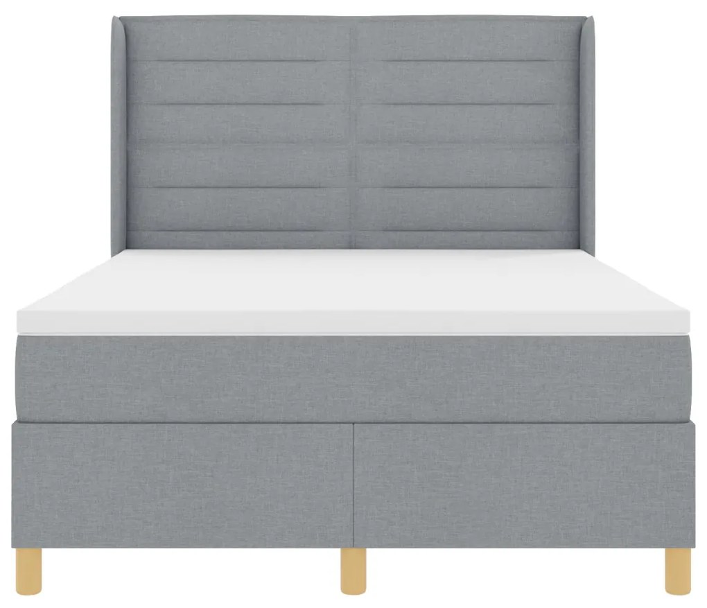 Boxspring Ágy Mattal és LED Fény Szürke 140x200 cm Szövet
