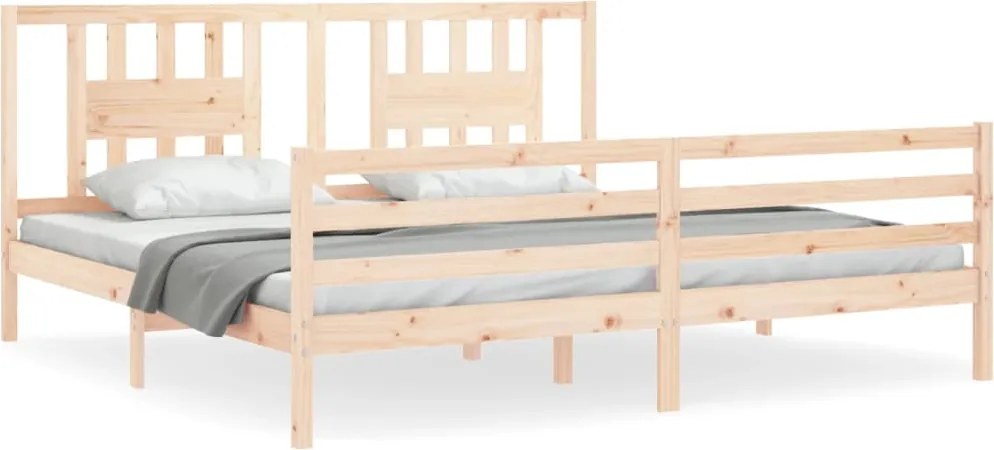 vidaXL tömör fa ágykeret fejtámlával 200 x 200 cm