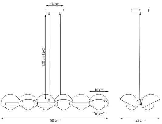 Kábelcsillár BOOM 6xG9/8W/230V fekete