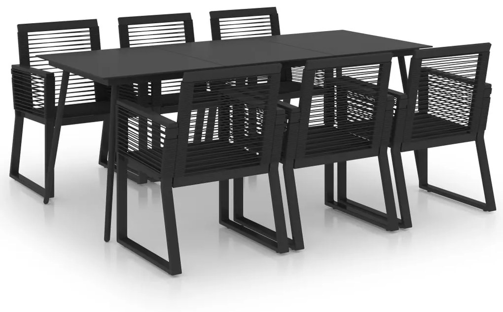 7 részes fekete PVC rattan kültéri étkezőgarnitúra