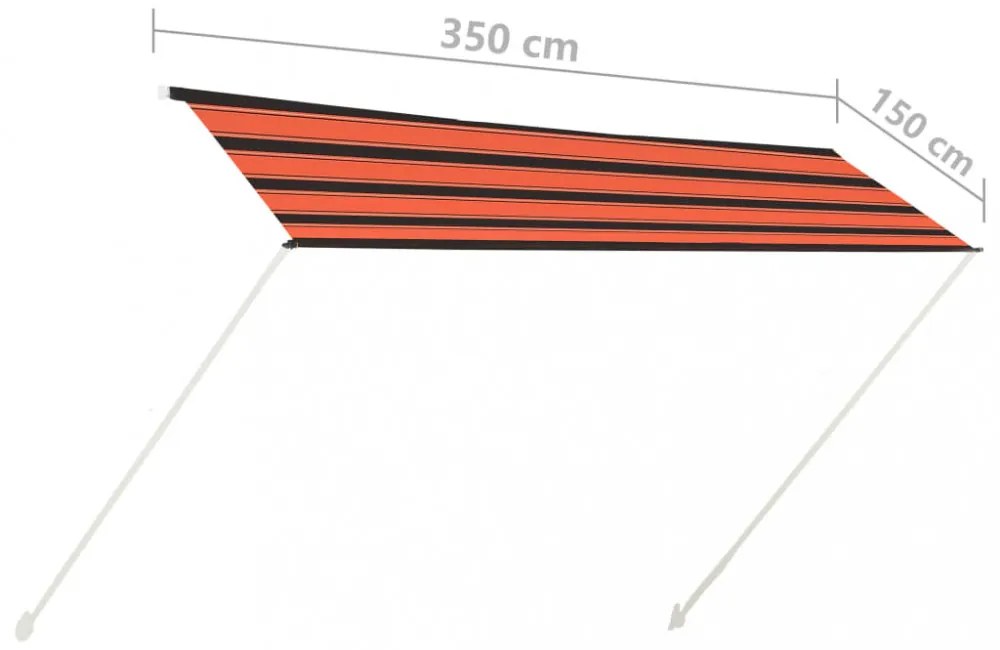 narancssárga és barna feltekerhető napellenző 350 x 150 cm