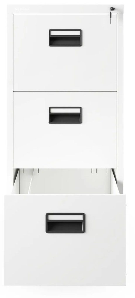 Fém irattartó szekrény, 3 fiókos SARA V3, 460 x 1020 x 620 mm, fehér