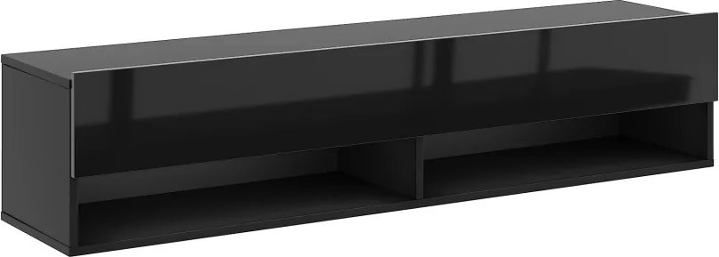 TV szekrény 140 cm fekete / fekete magasfény színkombinációban – DERBY