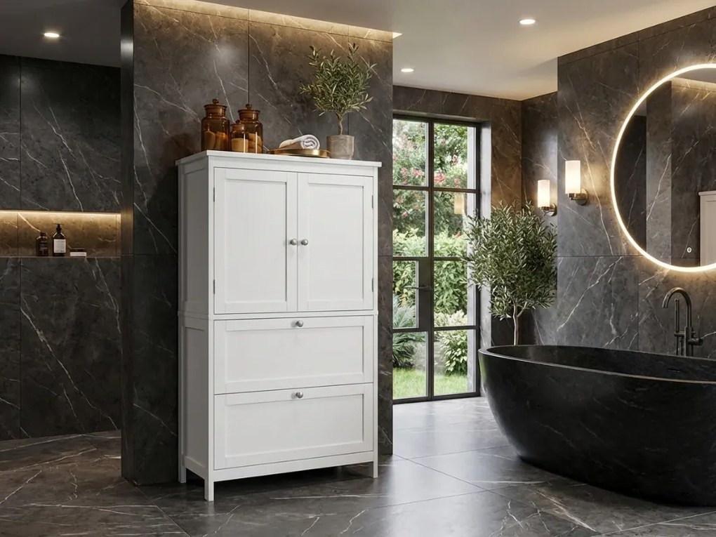 Fürdőszobai szekrény LAVORANO 110x60 cm, fehér