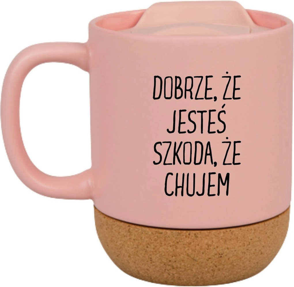 Rózsaszín Bögre Fedéllel És Parafa Aljjal Ajándéknak Is Jó, Hogy